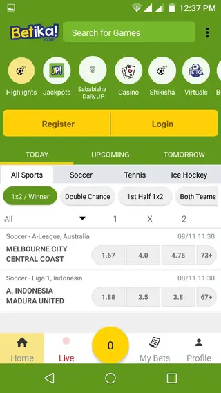 Screenshot of Betika App