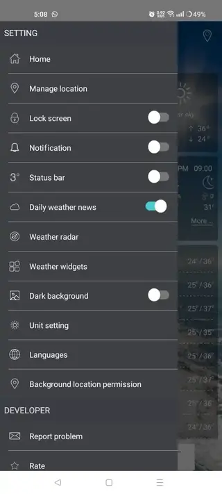 Screenshot of Cuaca