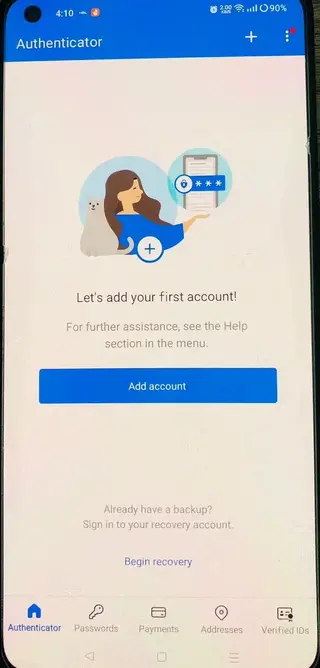 Screenshot of Microsoft Authenticator Android