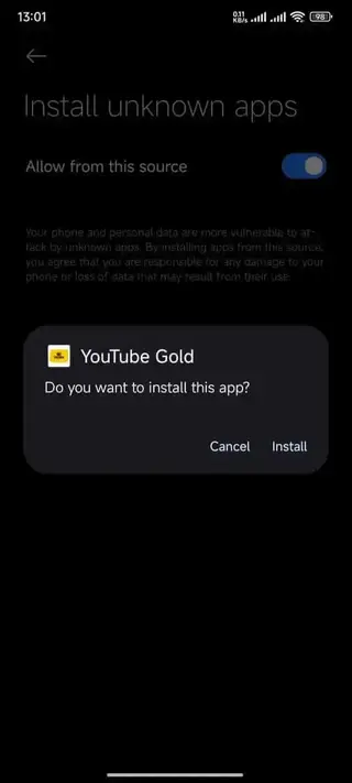 Screenshot of YouTube Gold APK