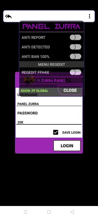 Screenshot of Panel Zurra