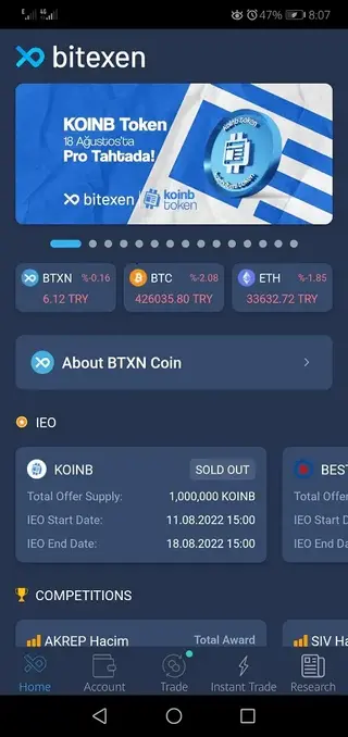 Screenshot of Bitexen App