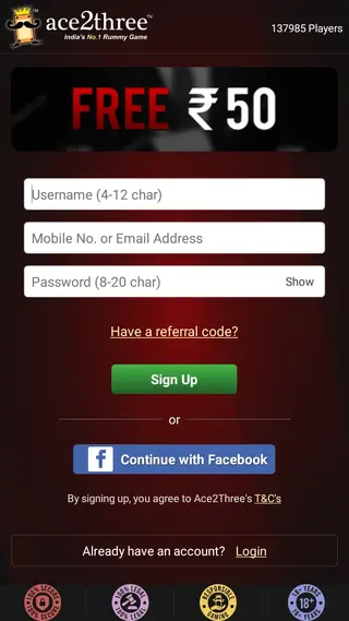 Screenshot of Ace2three Apk