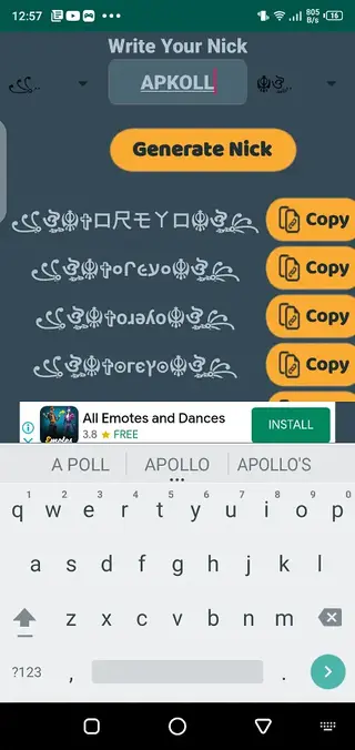 Screenshot of Hack Nick FF App
