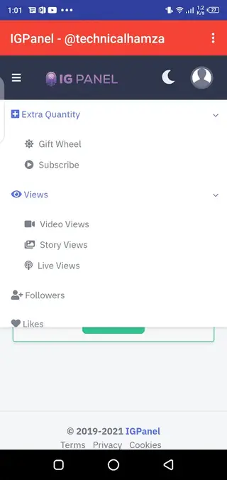 Screenshot of IG Panel Download