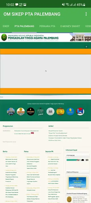 Screenshot of Sikep Mahkamah Agung App