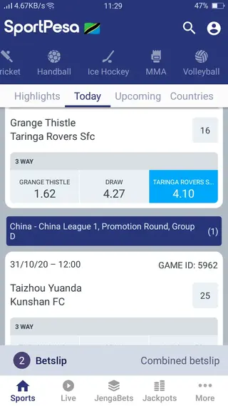 Screenshot of Sportpesa Bet App