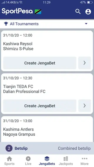 Screenshot of Sportpesa App