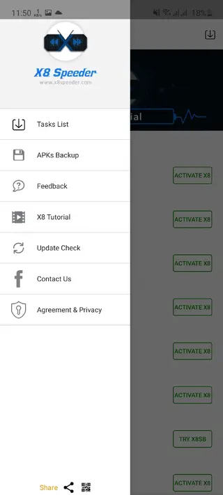 Screenshot of X8 Speeder App
