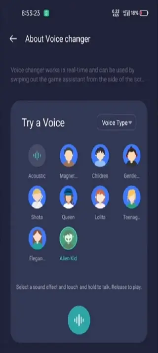 Screenshot of Game Space Voice Changer Apk