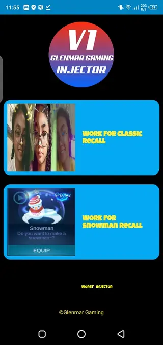 Screenshot of Injector ML Skin And Recall App