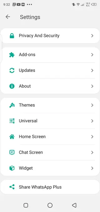 Screenshot of WhatsApp Plus v13 App