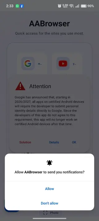 Screenshot of AABrowser