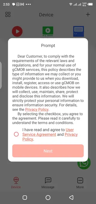 Screenshot of gCMOB