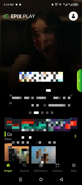 Screenshot of Epix Play