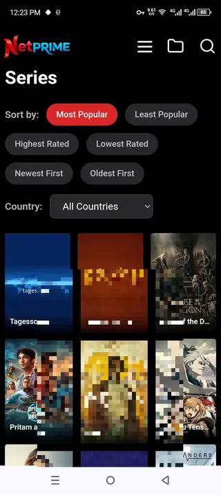 Screenshot of NetPrime App
