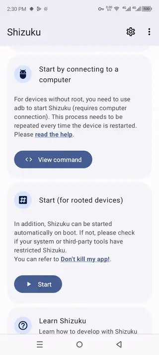 Screenshot of Shizuku App