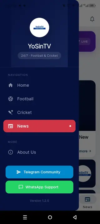 Screenshot of YoSin TV Android