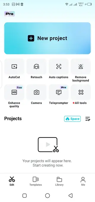 Screenshot of CapCut Pad App