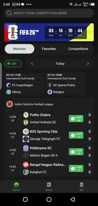 Screenshot of Camel Live App