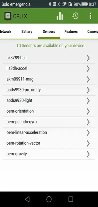 Screenshot of CPU X Android