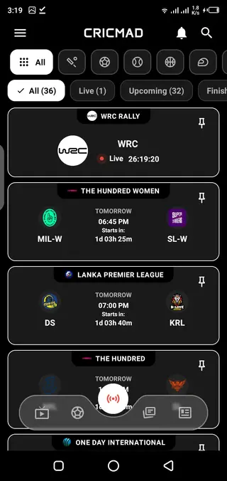 Screenshot of Cricmad App
