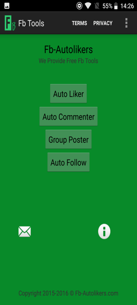 FB Tools Apk Main options screenshot