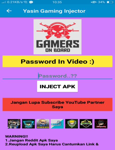 Screenshot of Yasin Gaming Injector App
