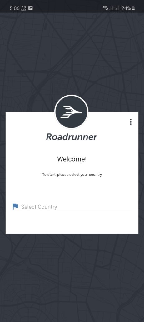 Screenshot of RoadRunner App