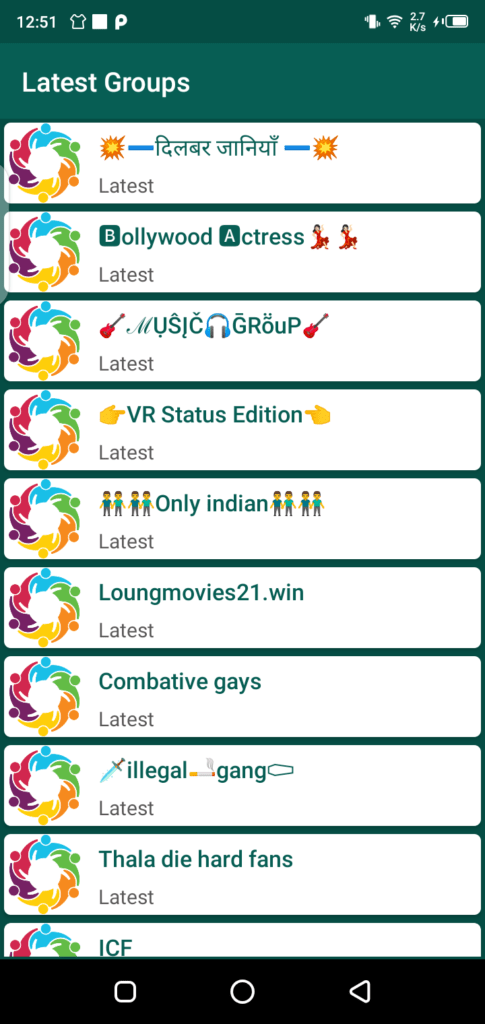 Screenshot of WhatsApp Group Link App