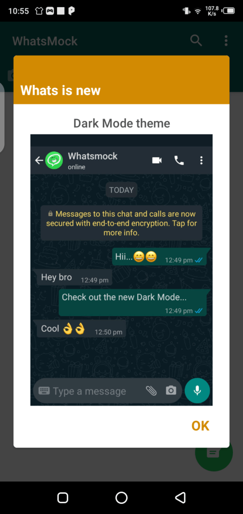 Screenshot of Whatsmock Pro App Apk