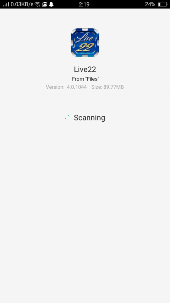 Screenshot of Live22 App