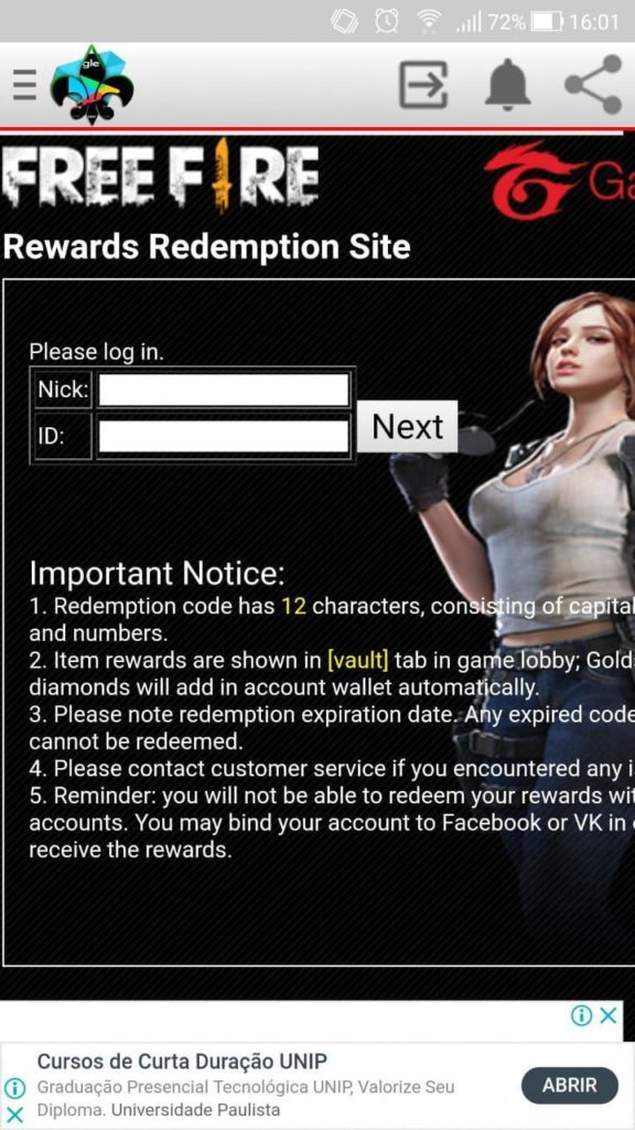 Screenshot of Reward FF Apk