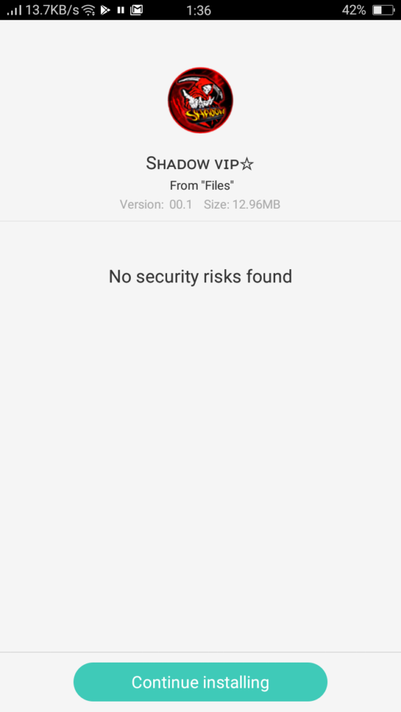 Screenshot of Shadow VIP App
