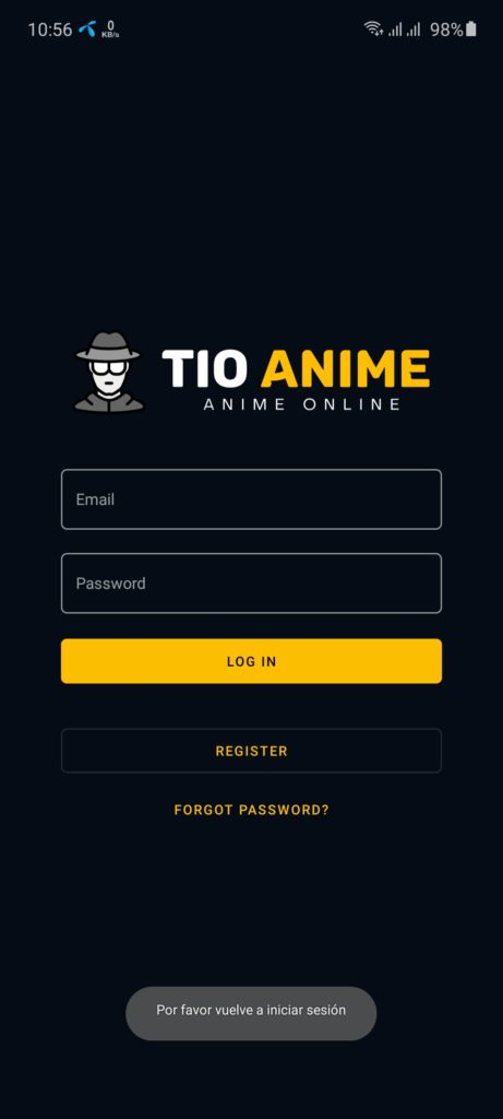 Screenshot of Tio Anime App