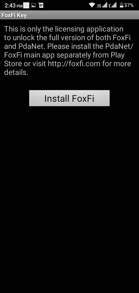 Screenshot of FoxFi Key App