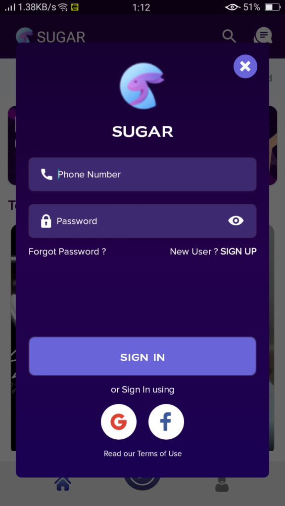 Screenshot of Sugar Live For Android
