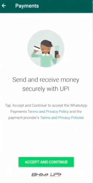 Screenshot of WhatsApp Pay App