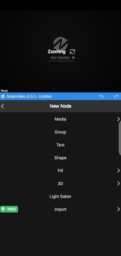Screenshot of Node Video Editor App