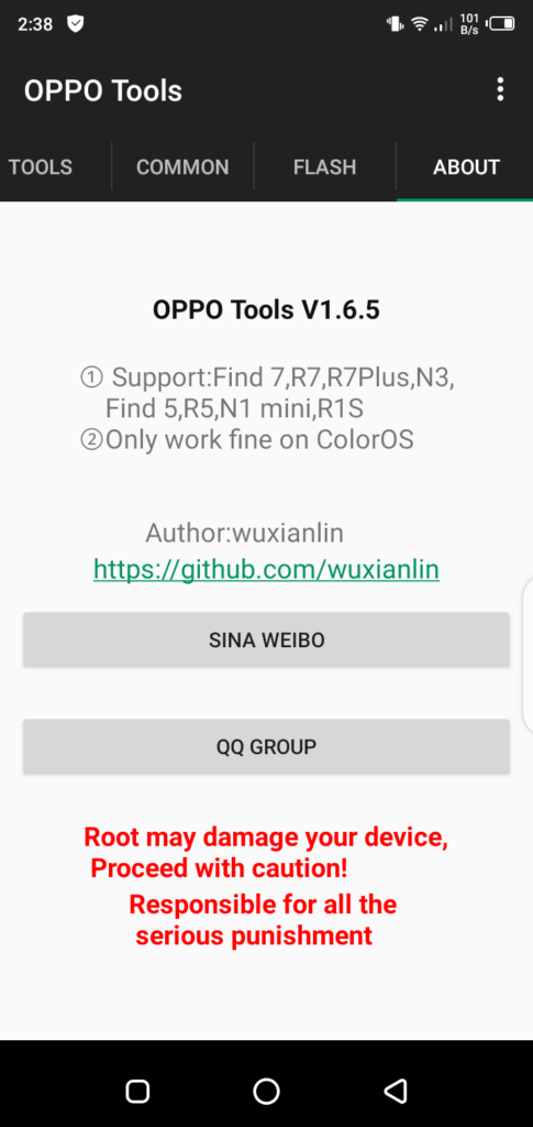 Screenshot of Oppo Tools