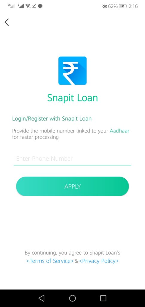 Screenshot of Snapit Loan App