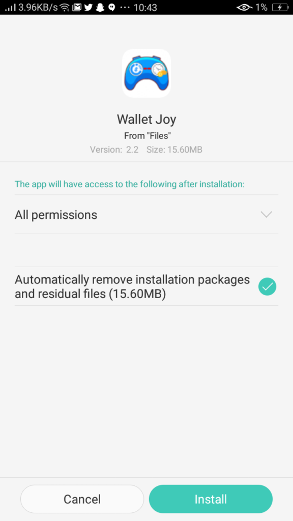 Screenshot of Wallet Joy App