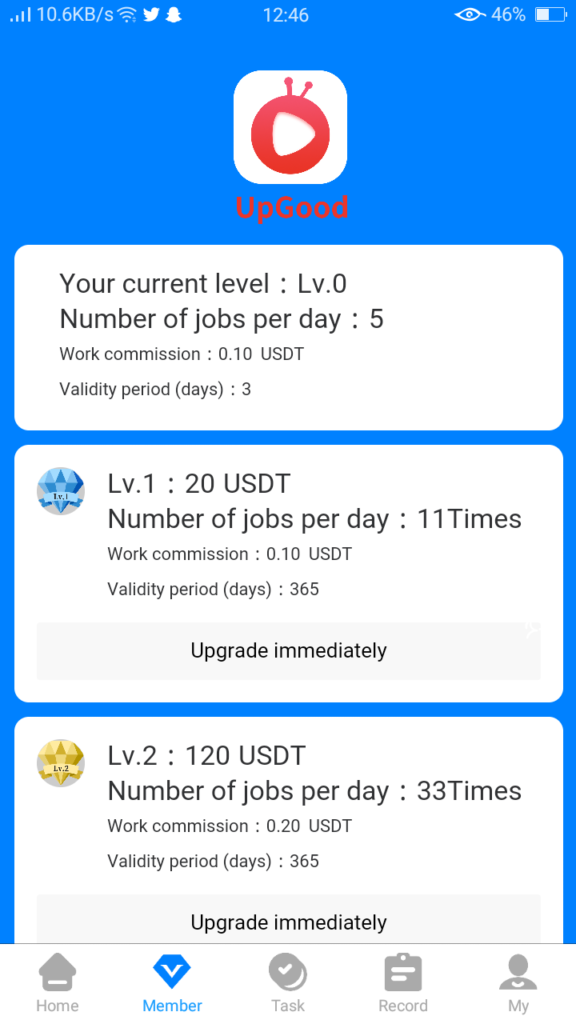 Screenshot of UpGood App Download