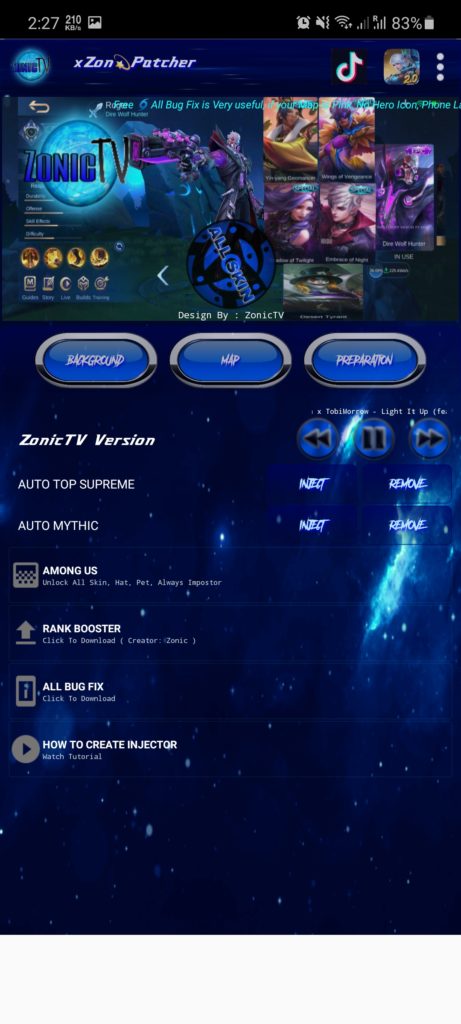 Screenshot of Zonic TV Injector ML